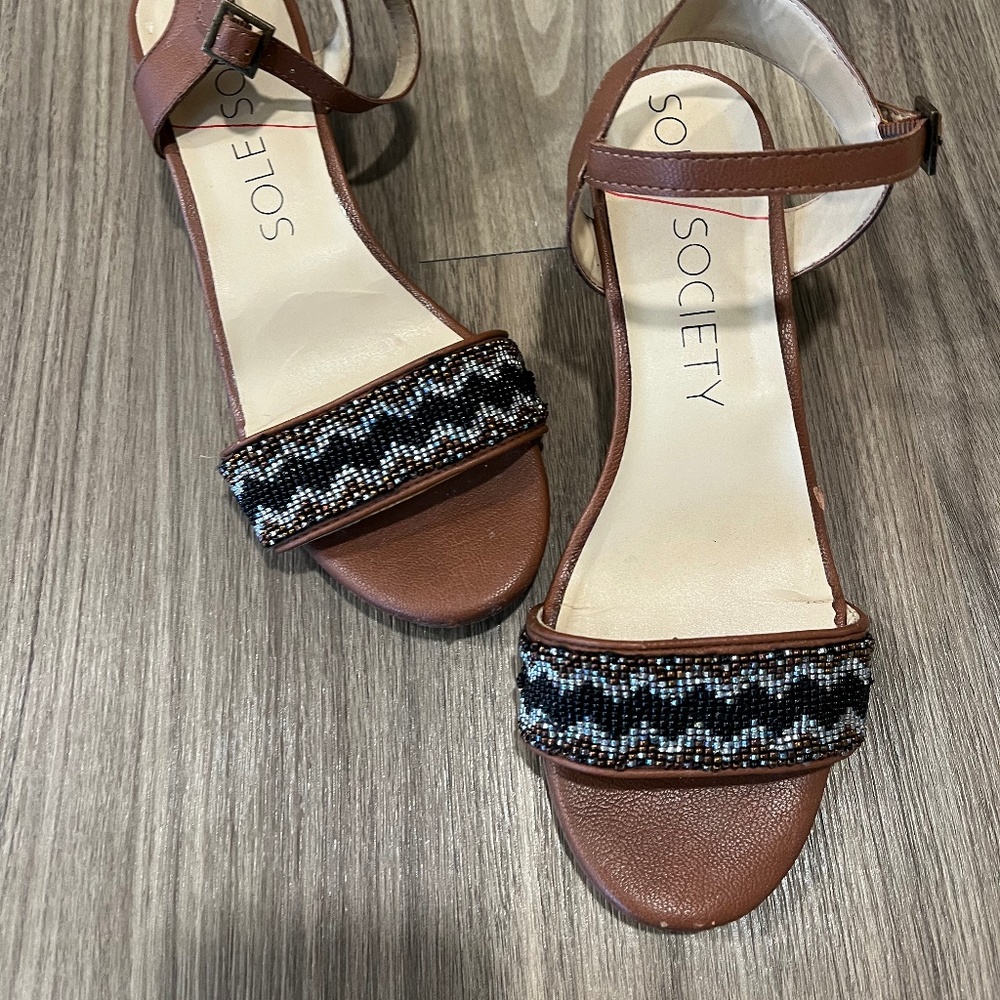 Sole Society Beaded Wedge Sandal